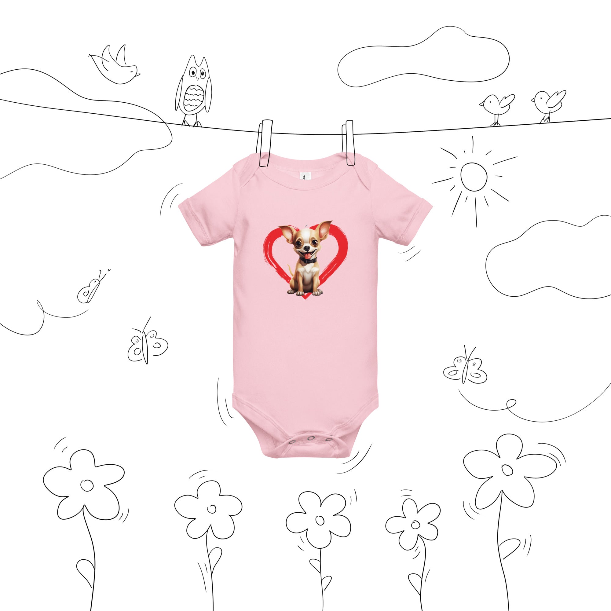 Chihuahua- Baby short sleeve one piece