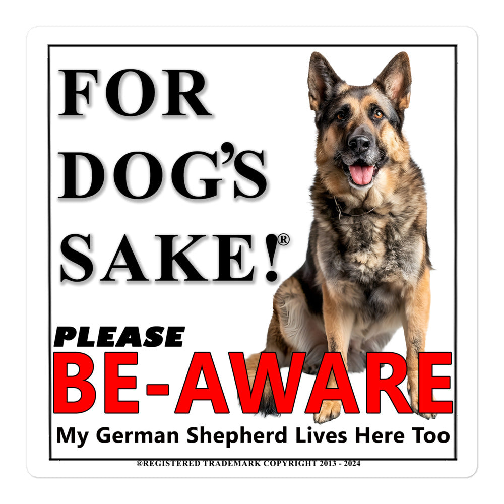 German Shepherd Be-Aware Adhesive sign
