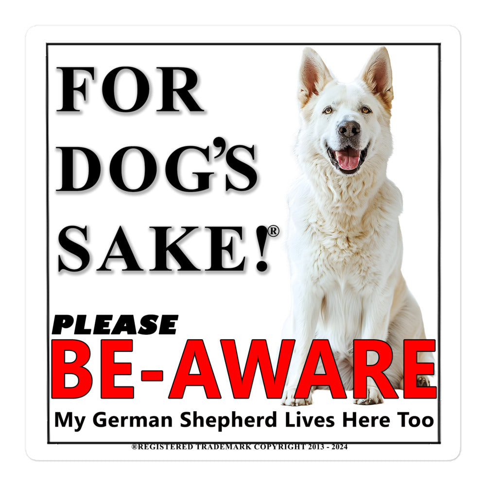 German Shepherd Be-Aware Adhesive sign