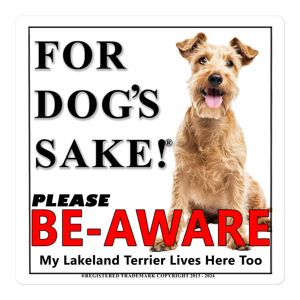 Lakeland Terrier Be-Aware Adhesive sign