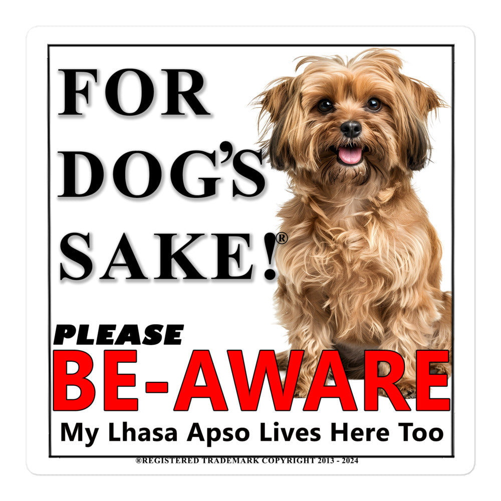 Lhasa Apso Be-Aware Adhesive sign
