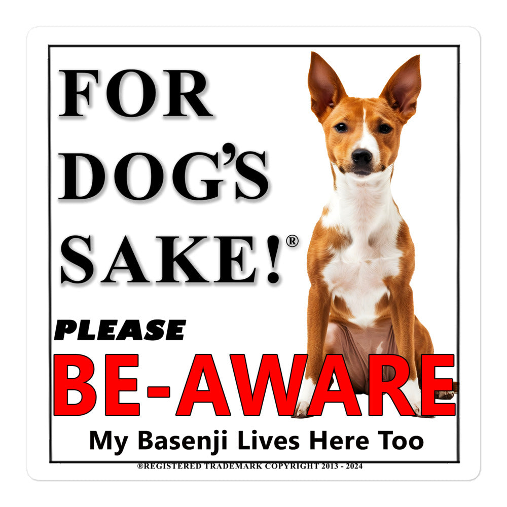 Basenji Be-Aware Adhesive Adhesive Sign