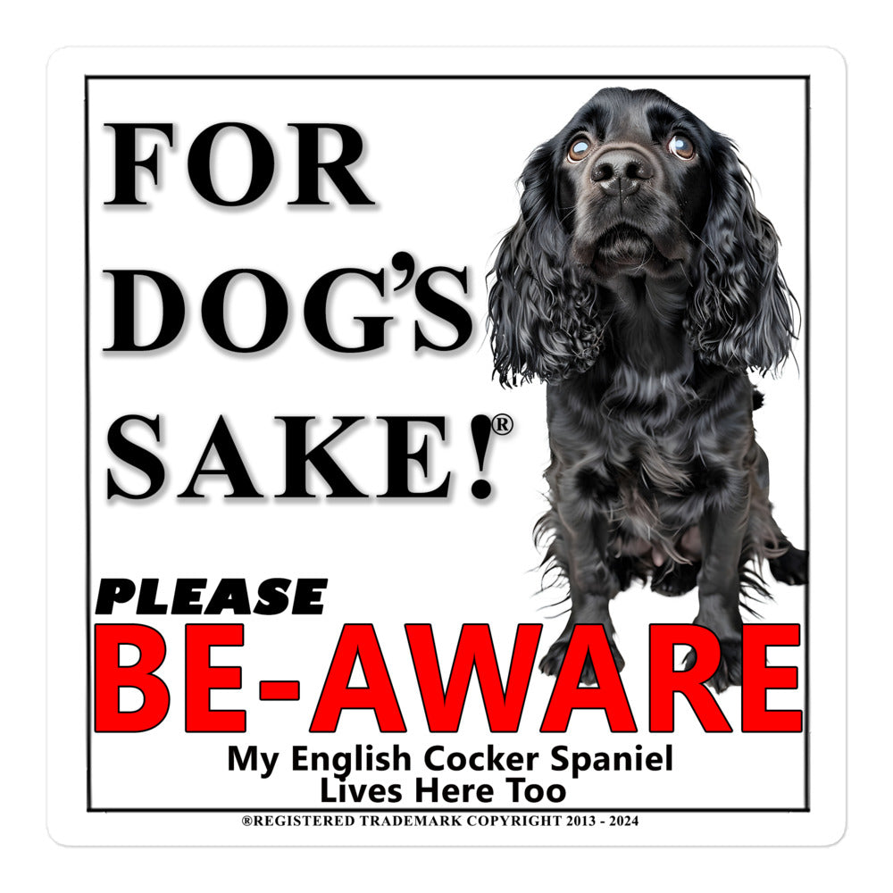 English Cocker Spaniel Be-Aware Adhesive sign