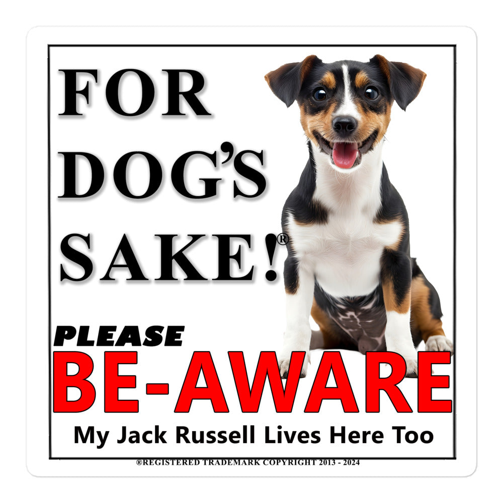 Jack Russell Be-Aware Adhesive sign