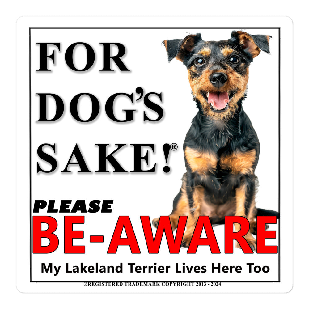 Lakeland Terrier Be-Aware Adhesive sign