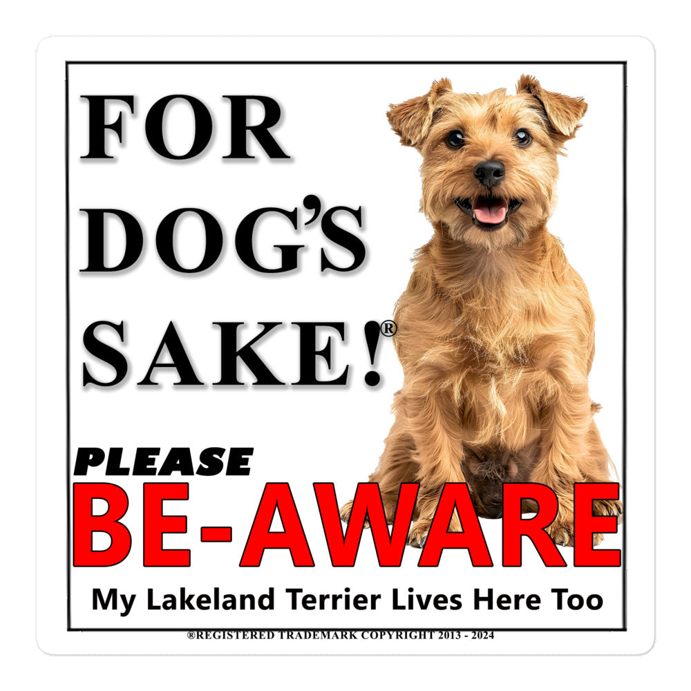 Lakeland Terrier Be-Aware Adhesive sign