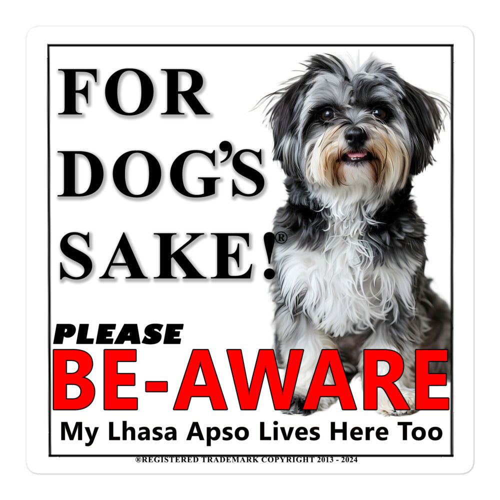 Lhasa Apso Be-Aware Adhesive sign