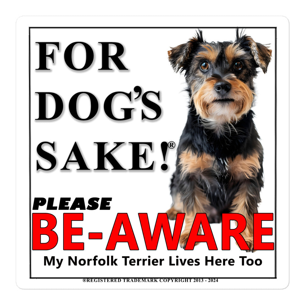 Norfolk Terrier Be-Aware Adhesive sign