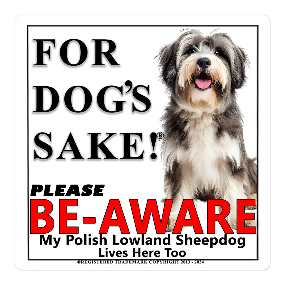 Polish Lowland Sheepdog Be-Aware Adhesive sign