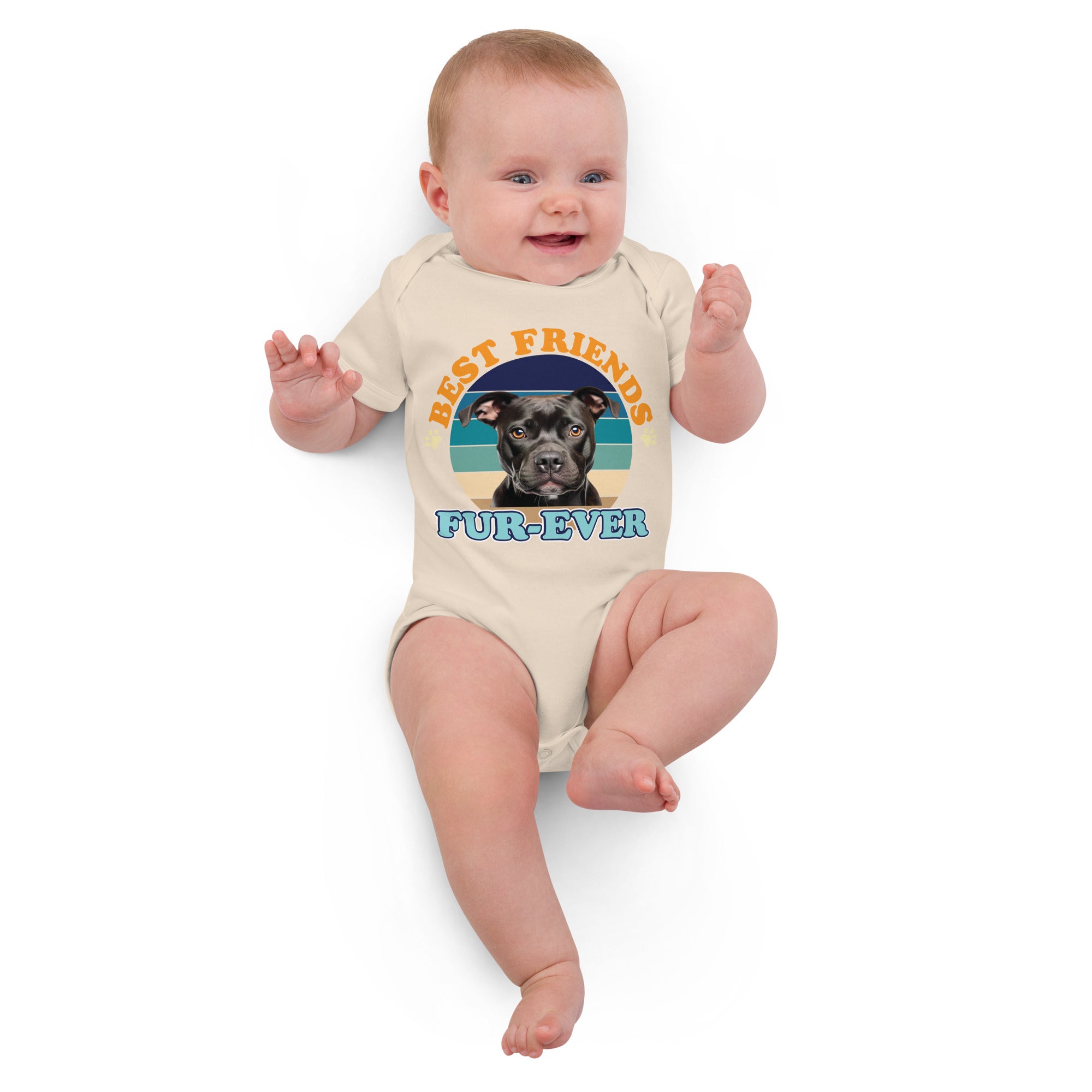 Staffordsire-Bull-Terrier Organic cotton baby bodysuit