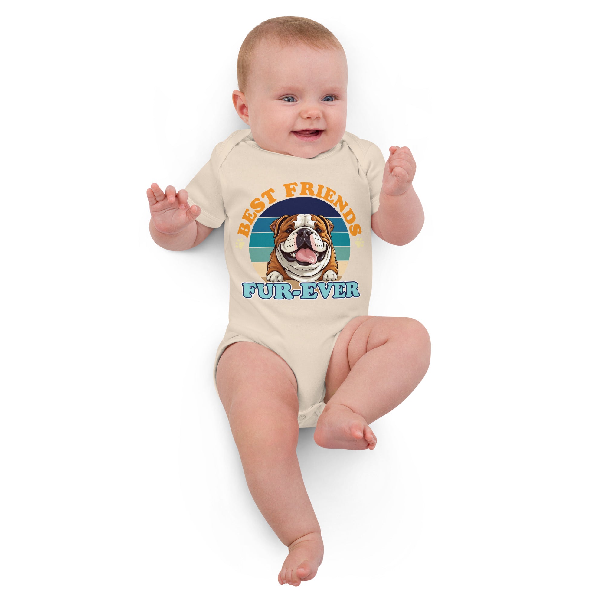 English Bulldog Fur Ever Organic cotton baby bodysuit