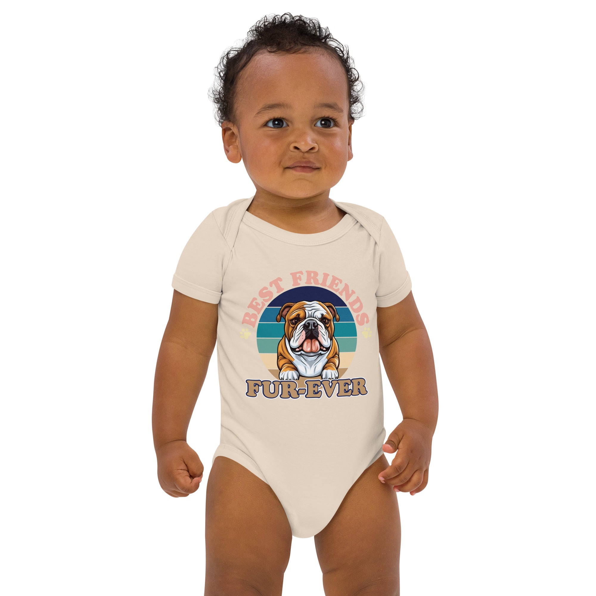 English Bulldog Fur Ever 2 Organic cotton baby bodysuit