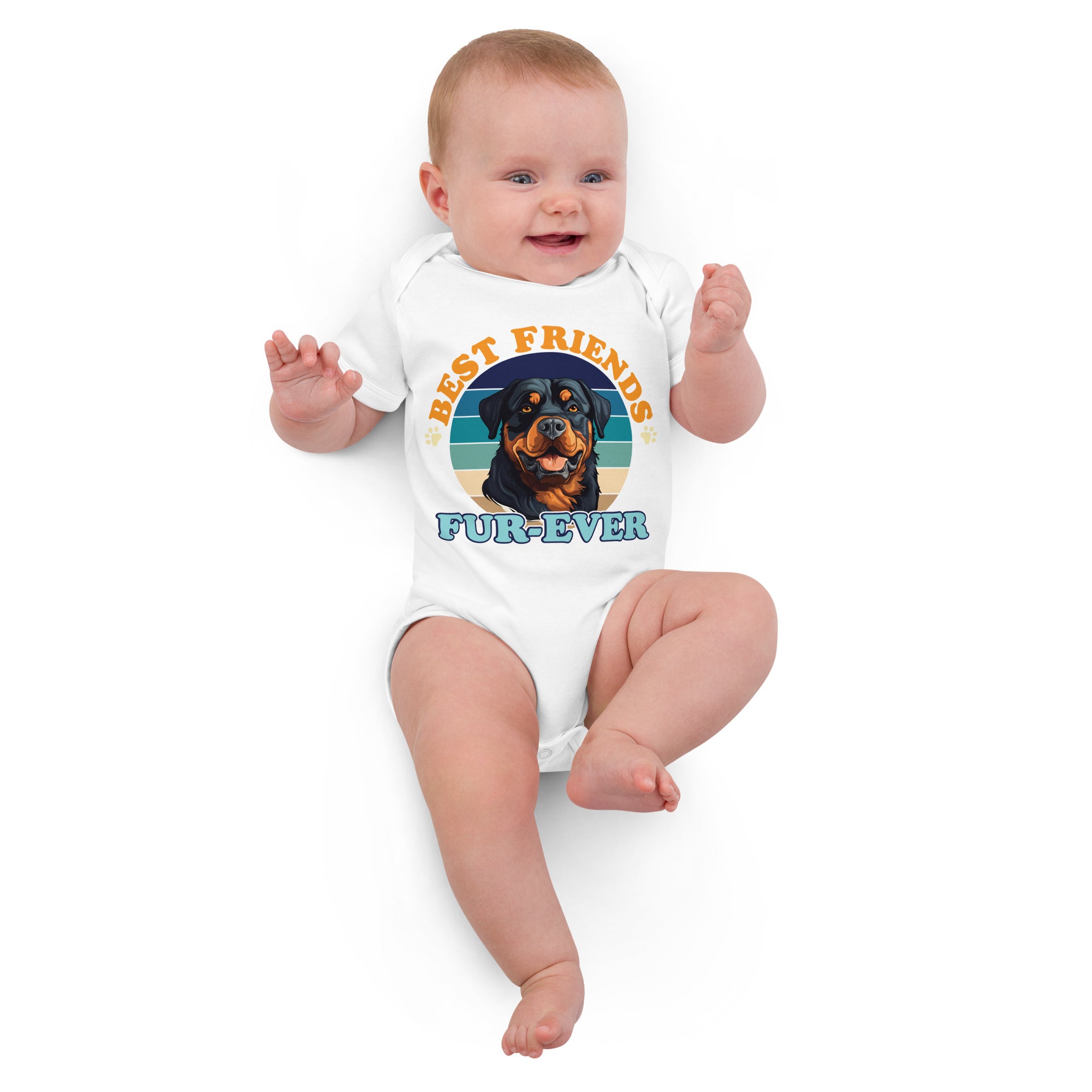 Rottweiler-Fur-Ever Organic cotton baby bodysuit