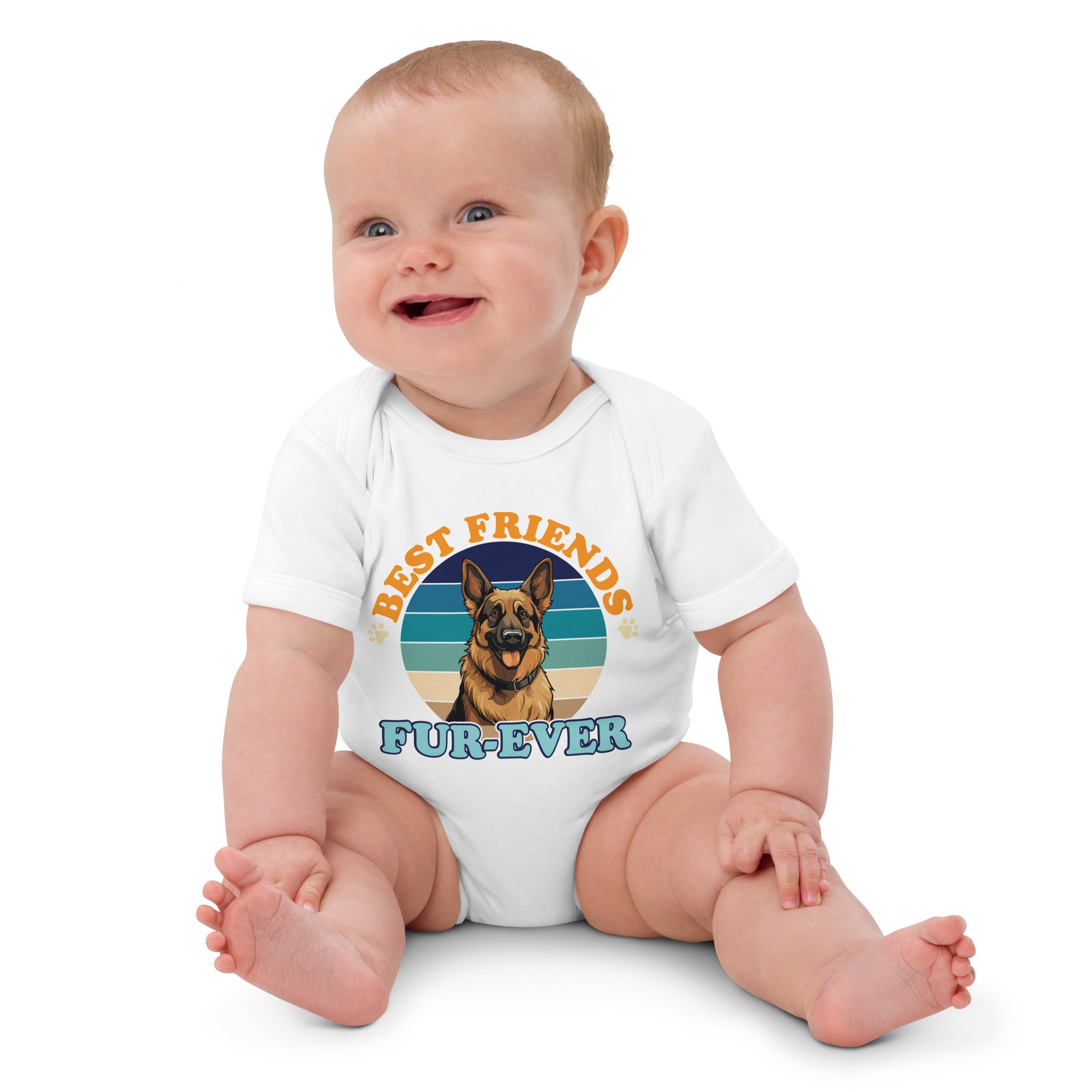 German Shepherd Fur Ever Organic cotton baby bodysuit