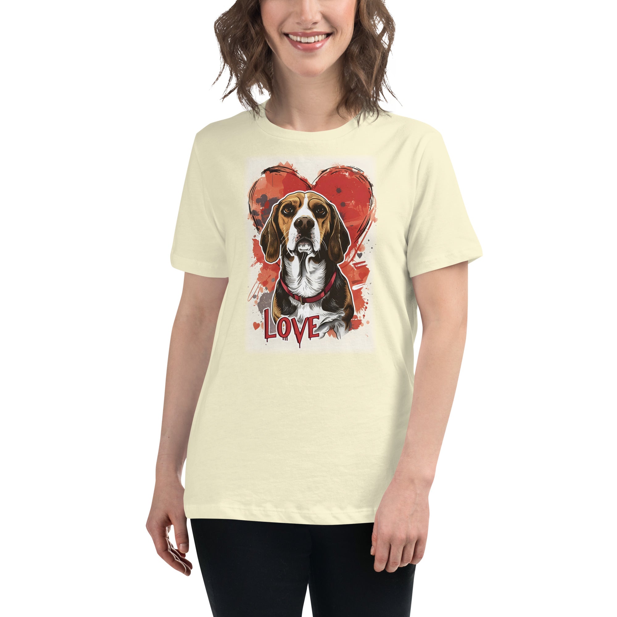 Beagle Hound Love Heart 1  Women's Relaxed T-Shirt