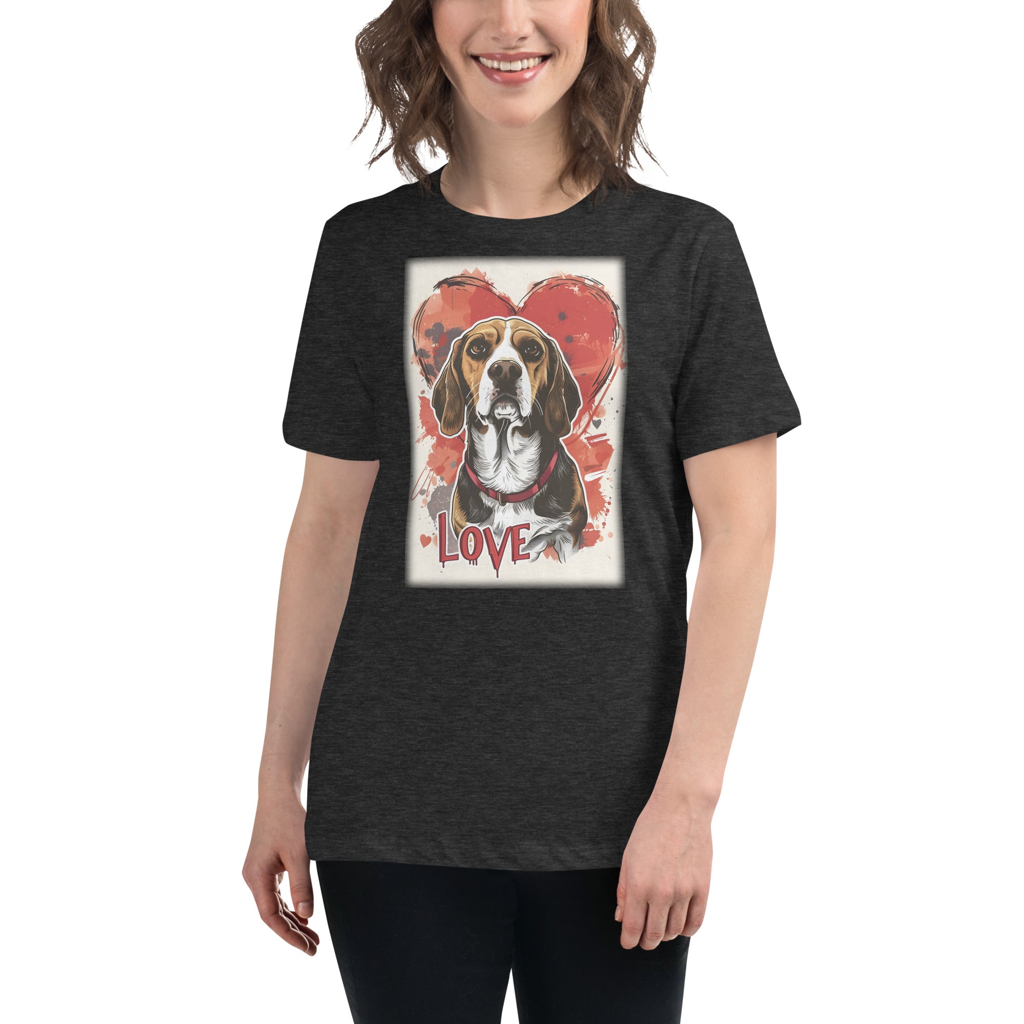 Beagle Hound Love Heart 1  Women's Relaxed T-Shirt