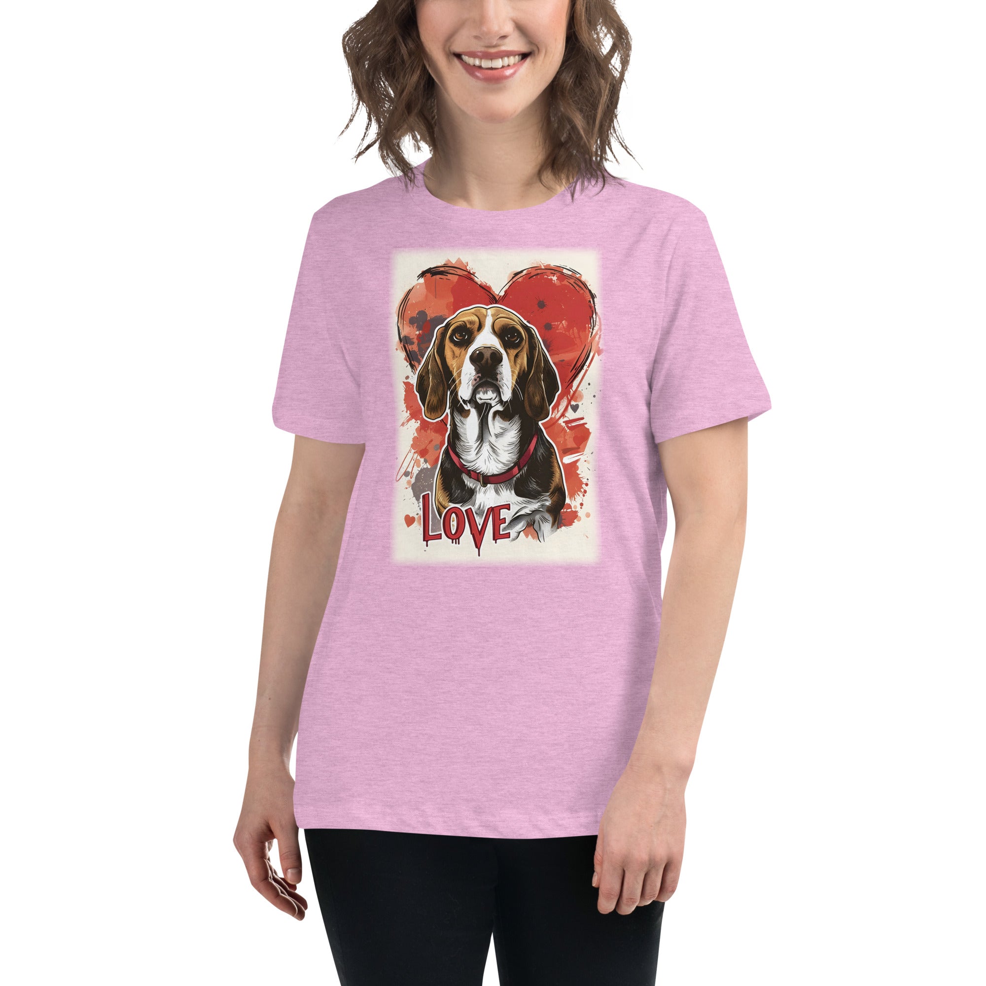 Beagle Hound Love Heart 1  Women's Relaxed T-Shirt