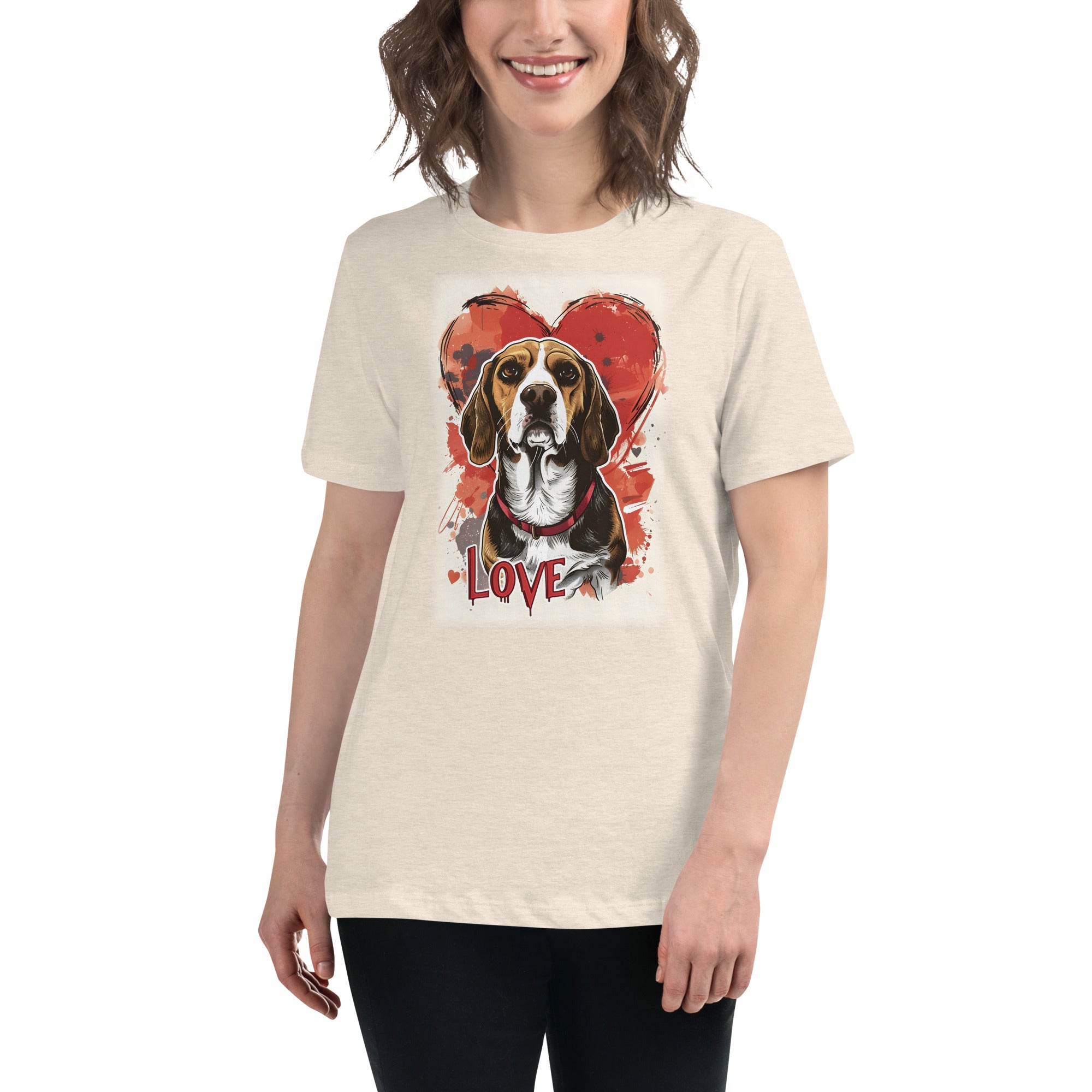 Beagle Hound Love Heart 1  Women's Relaxed T-Shirt