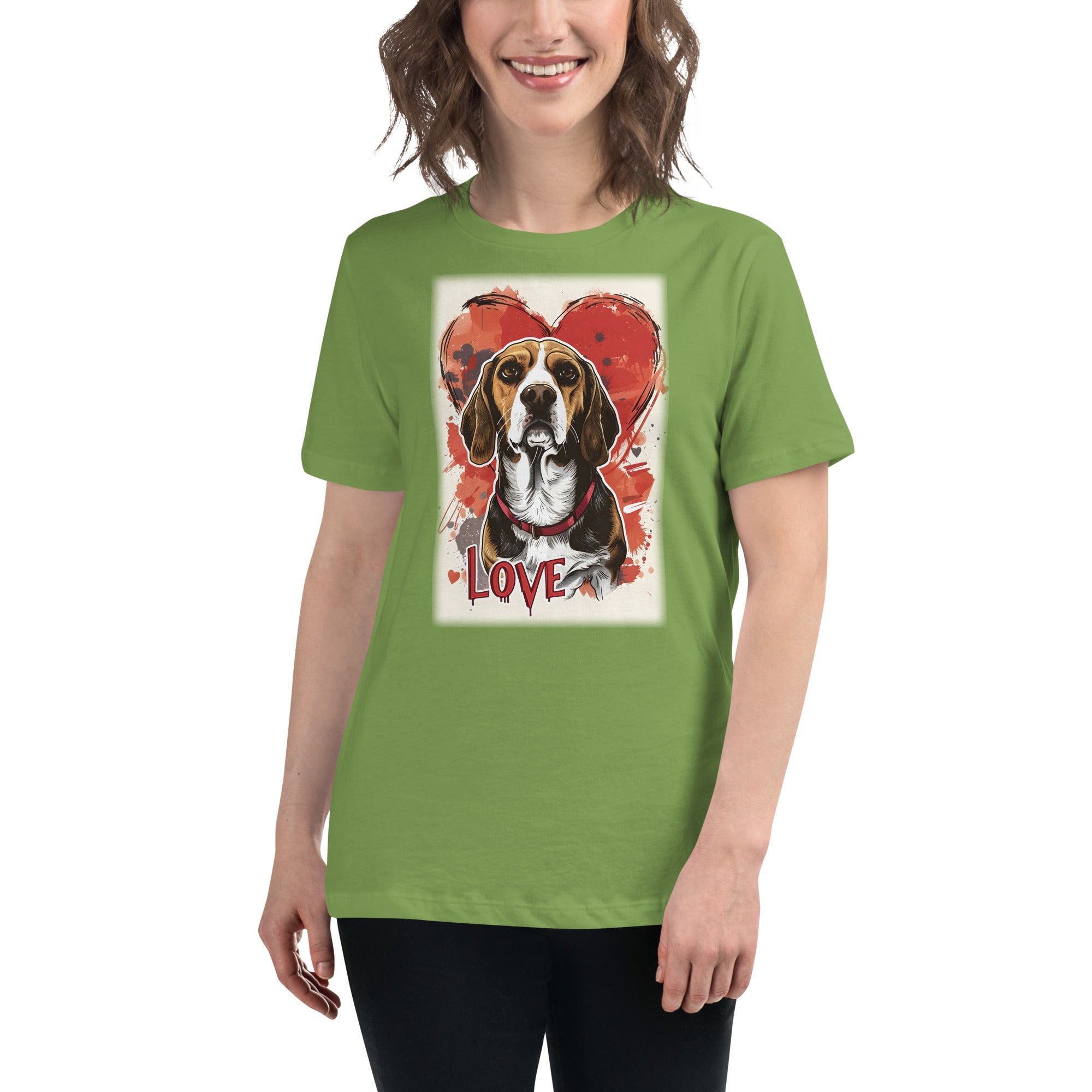 Beagle Hound Love Heart 1  Women's Relaxed T-Shirt