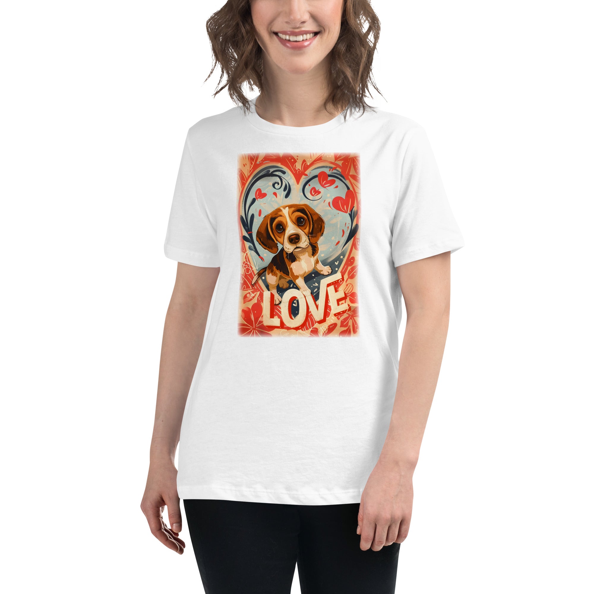 Beagle Heart Love 1F Women's Relaxed T-Shirt