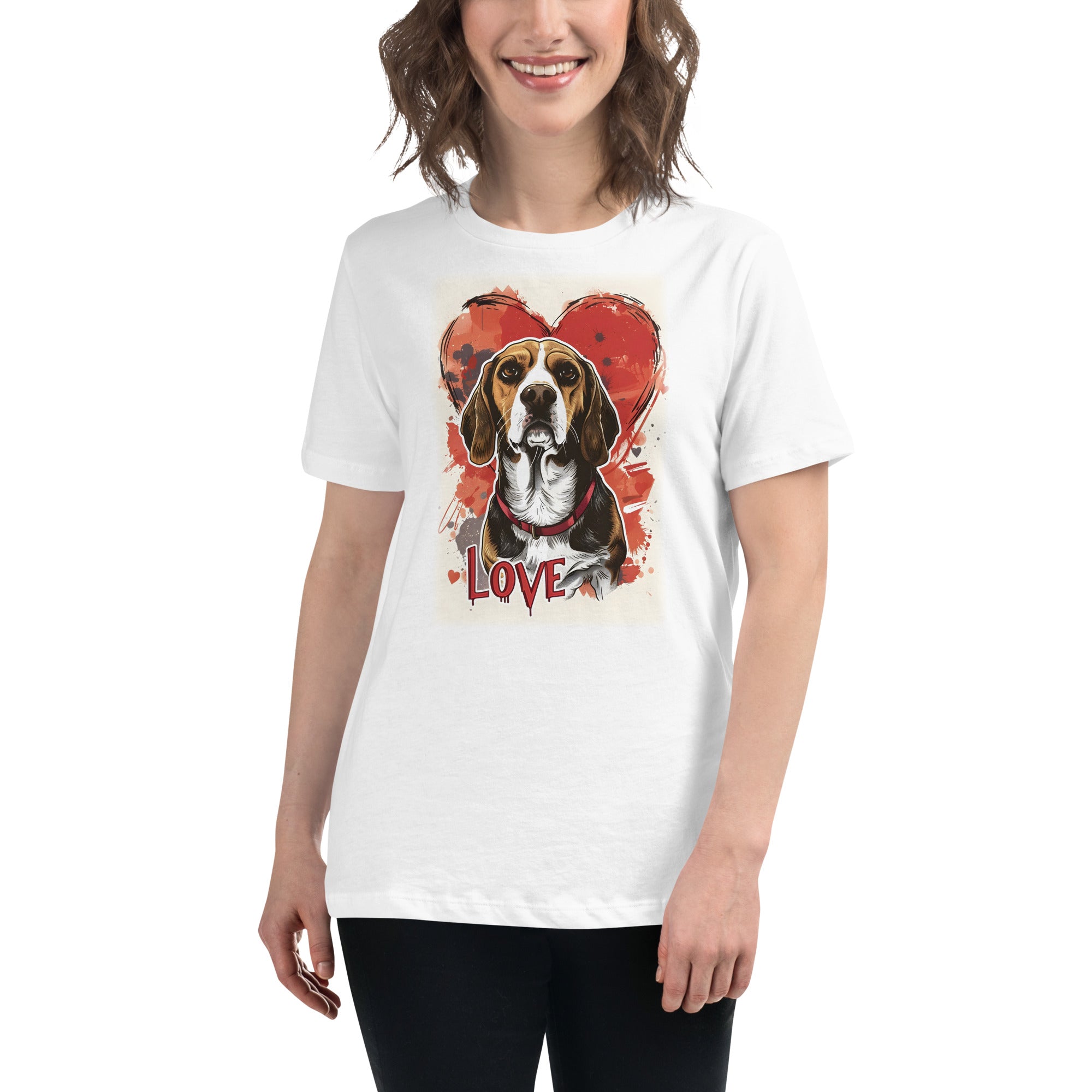 Beagle Hound Love Heart 1  Women's Relaxed T-Shirt